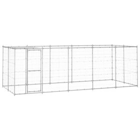 Outdoor Dog Kennel Galvanized Steel with Roof 130.2 ftÂ²